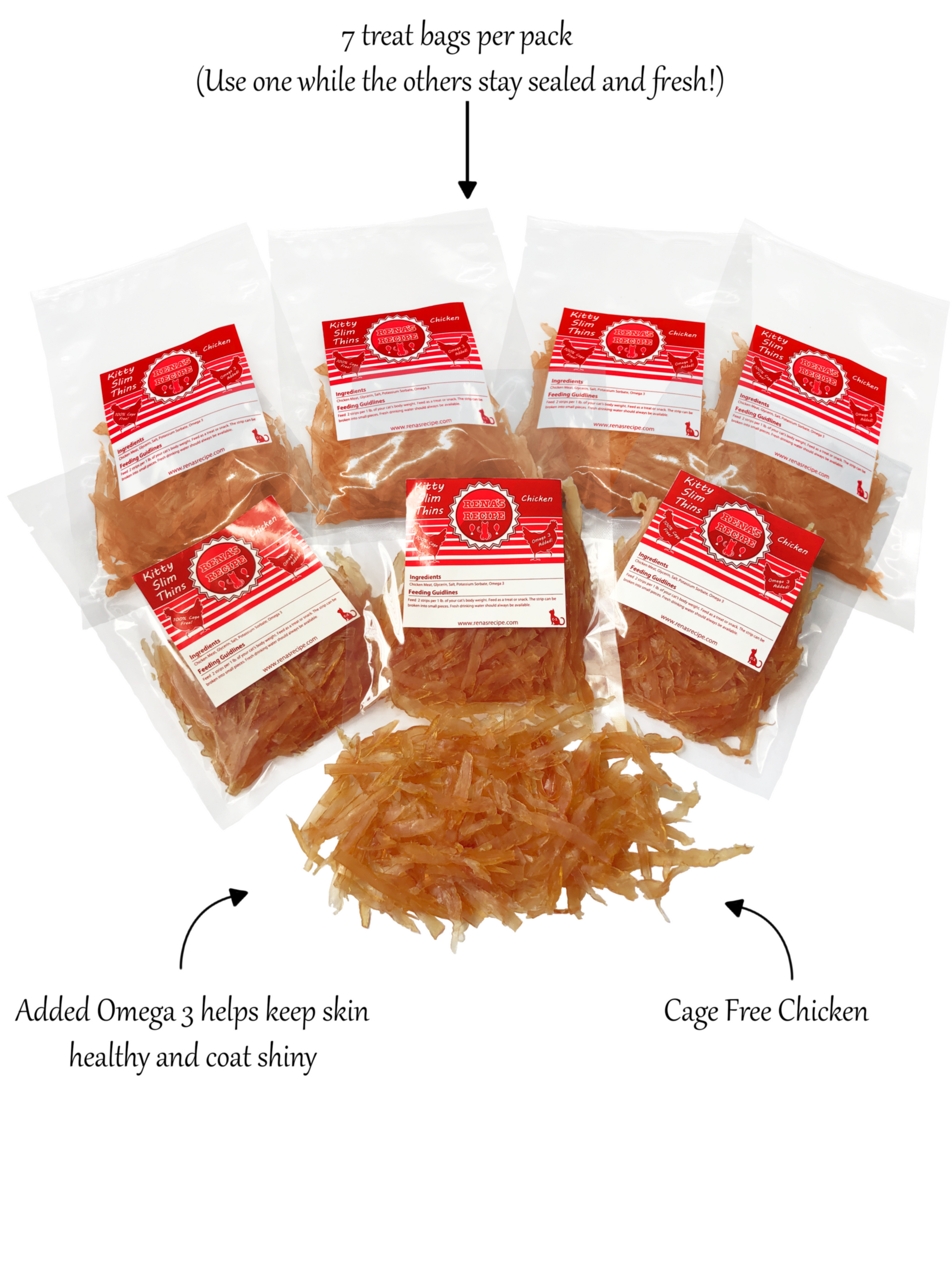 Rena's Recipe Kitty Slim Thins (Chicken) 1.5 oz (48g) X 7 Bags